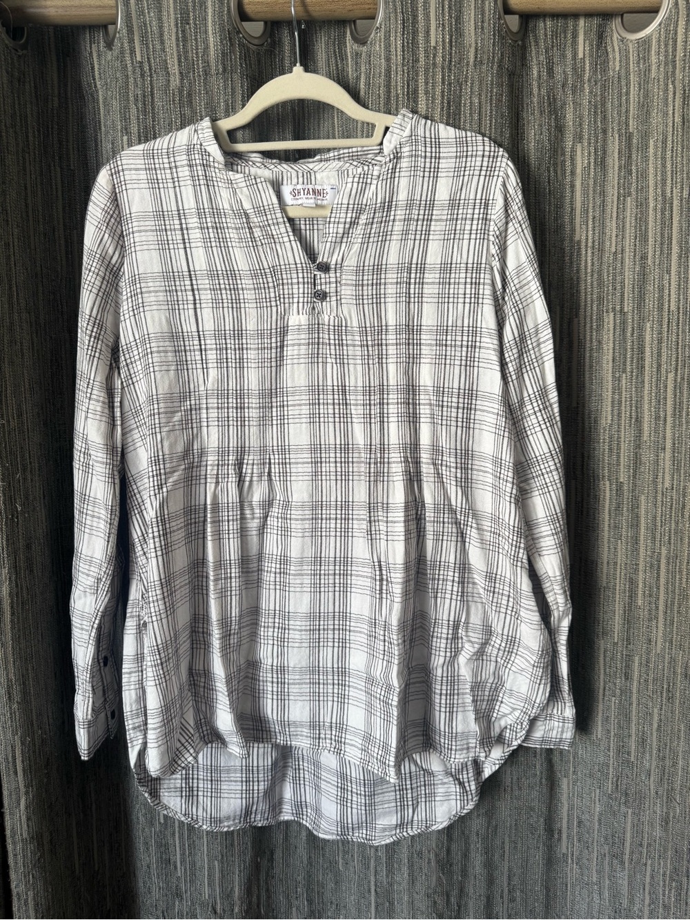 Shyanne Cream and Brown Plaid tunic top